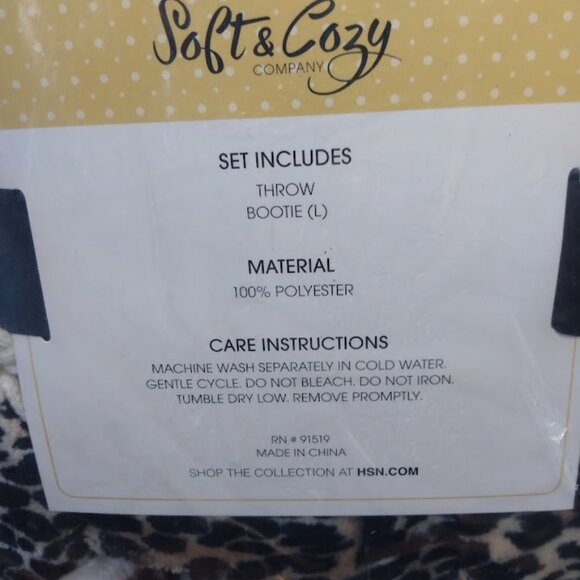 Soft & Cozy Throw Blanket & Booties Sz Large Faux Fur Cheetah Animal Print NEW - Picture 3 of 6